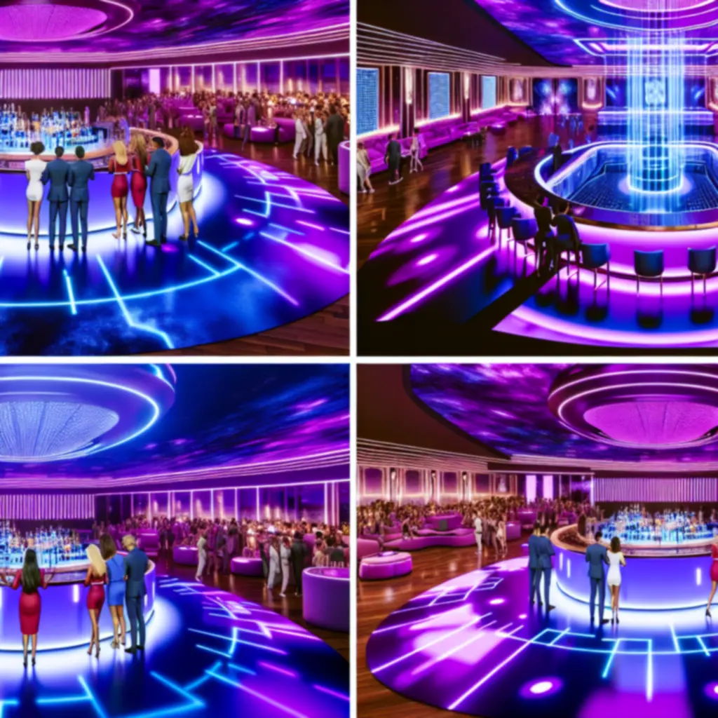 Futurystyczny klub z neonowym oświetleniem i interaktywnym barem w PLNewHotel