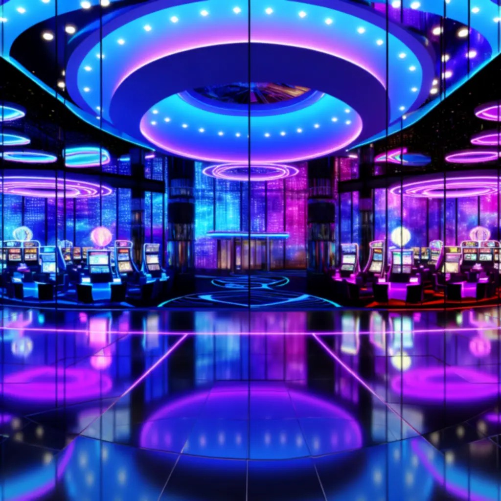 Panorama neonowego, zaawansowanego technologicznie casino hotelu PLNewHotel